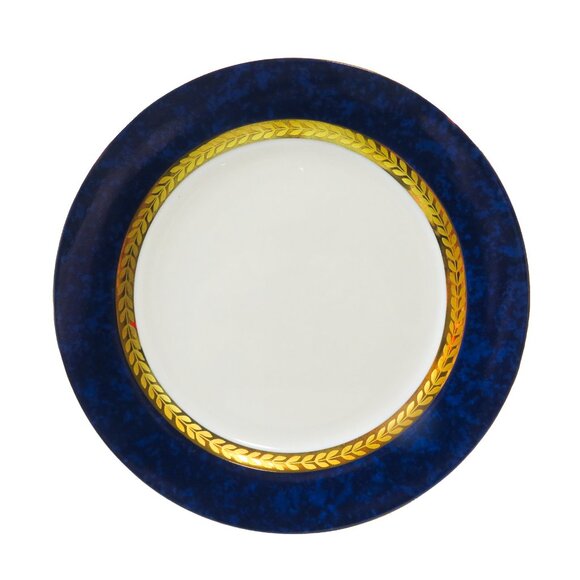 TWO (2) RETRONEU IMPERIAL COLLECTION '95 Blue 22K Gold Band 7.5" Salad Plates - Picture 2 of 8